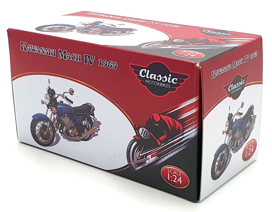 Atlas Editions 1/24 Scale 4 658 111 - 1969 Kawasaki Mach IV Motorbike - Blue
