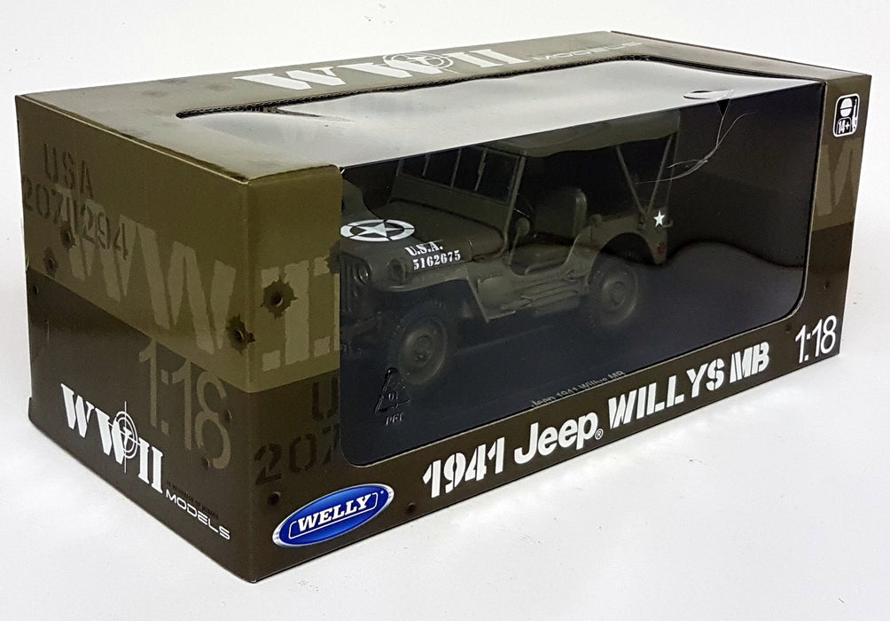 Welly 1/18 Scale Diecast - 18055H-W 1941 Jeep Willys MB Closed top US Army