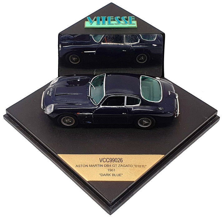 Vitesse 1/43 Scale VCC99026 - 1961 Aston Martin DB4 GT Zagato - Dk Blue