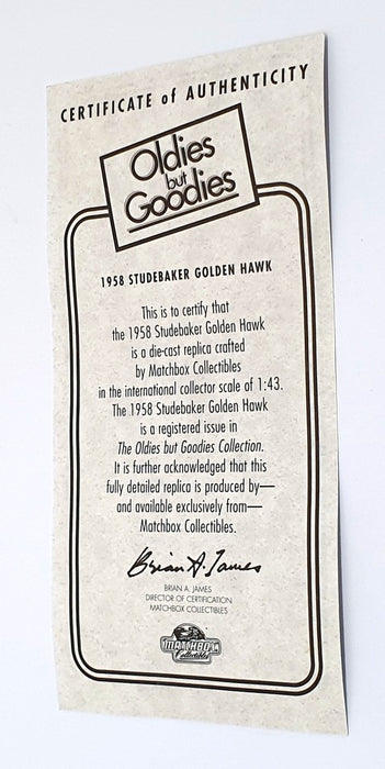 Matchbox 1/43 Scale DYG03-M - 1958 Studebaker Golden Hawk - Turquoise