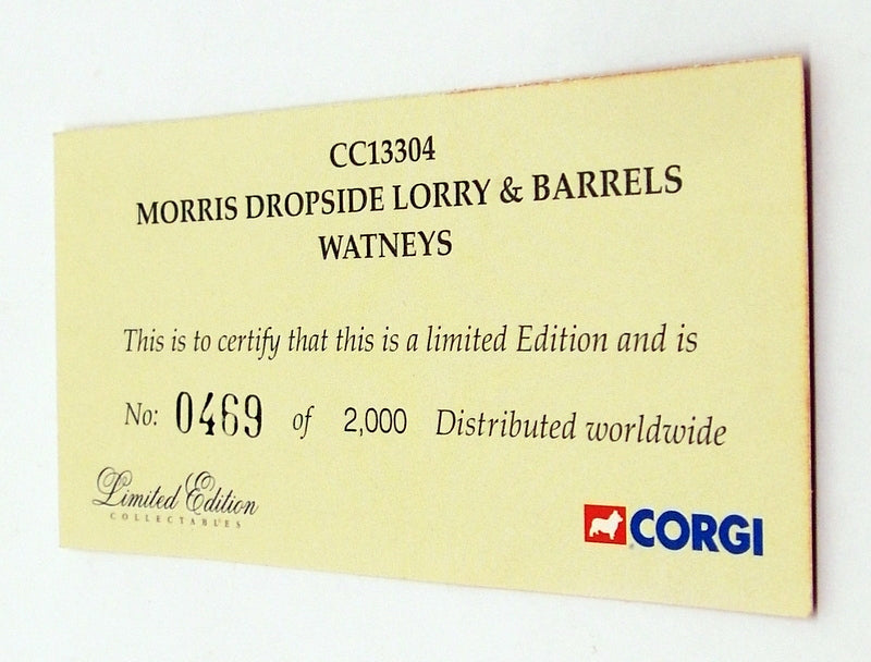 Corgi 1/50 Scale Diecast CC13304 - Morris Dropside Lorry & Barrels - Watneys