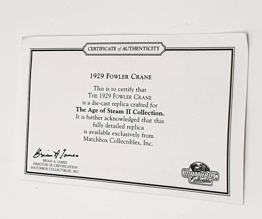 Matchbox 10cm Long Diecast YAS07-M - 1929 Fowler Crane