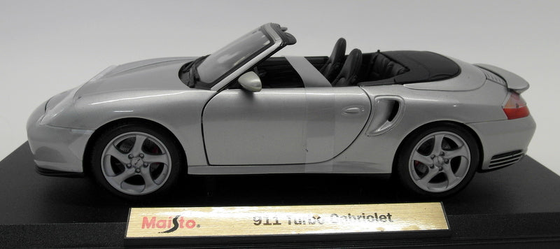 Maisto 1/18 Scale Diecast - 31660 Porsche 911 Turbo Cabriolet Silver Model Car