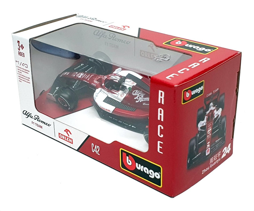 Burago 1/43 Scale 18-38067Z - F1 Alfa Romeo C42 2022 #24 Z.Guanyu