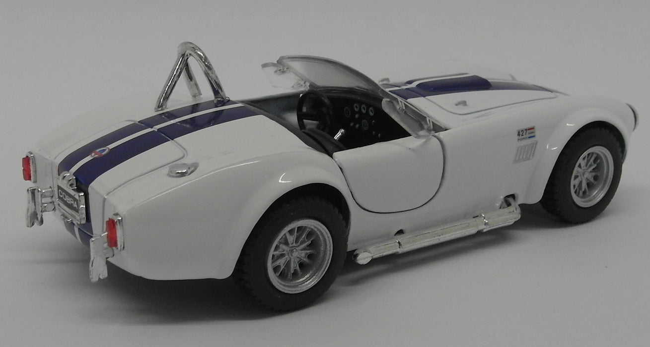 1965 Shelby Cobra 427 S/C - White - Kinsmart Pull Back & Go Diecast Metal Model Car