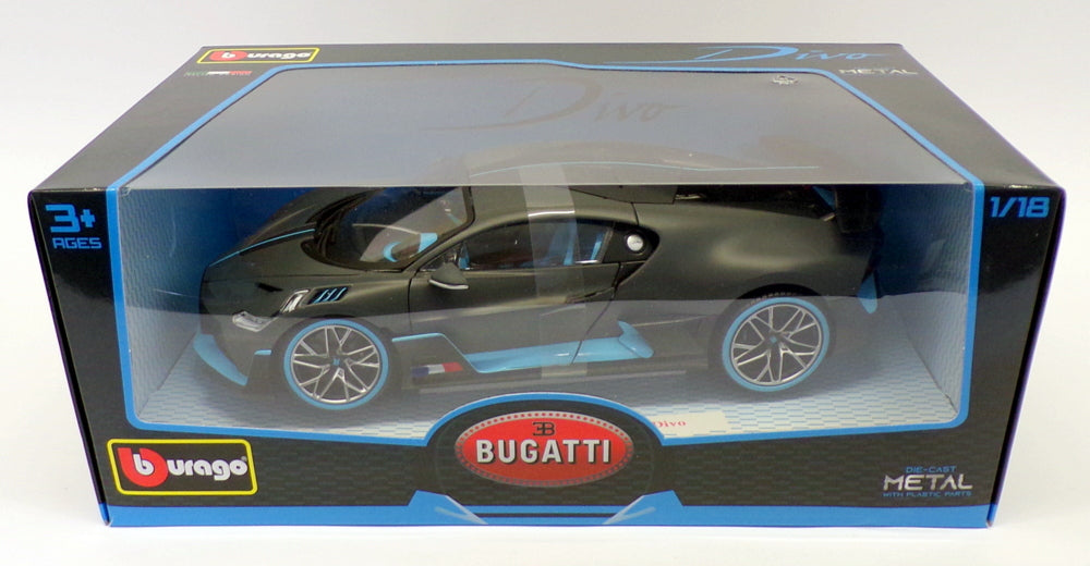 Burago 1/18 Scale Model Car 18-11045 - Bugatti Divo - Grey/Blue