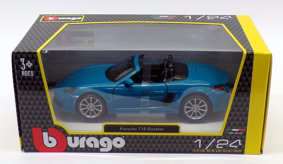 Burago 1/24 Scale Model Car 18-21087BL - Porsche 718 Boxster - Blue