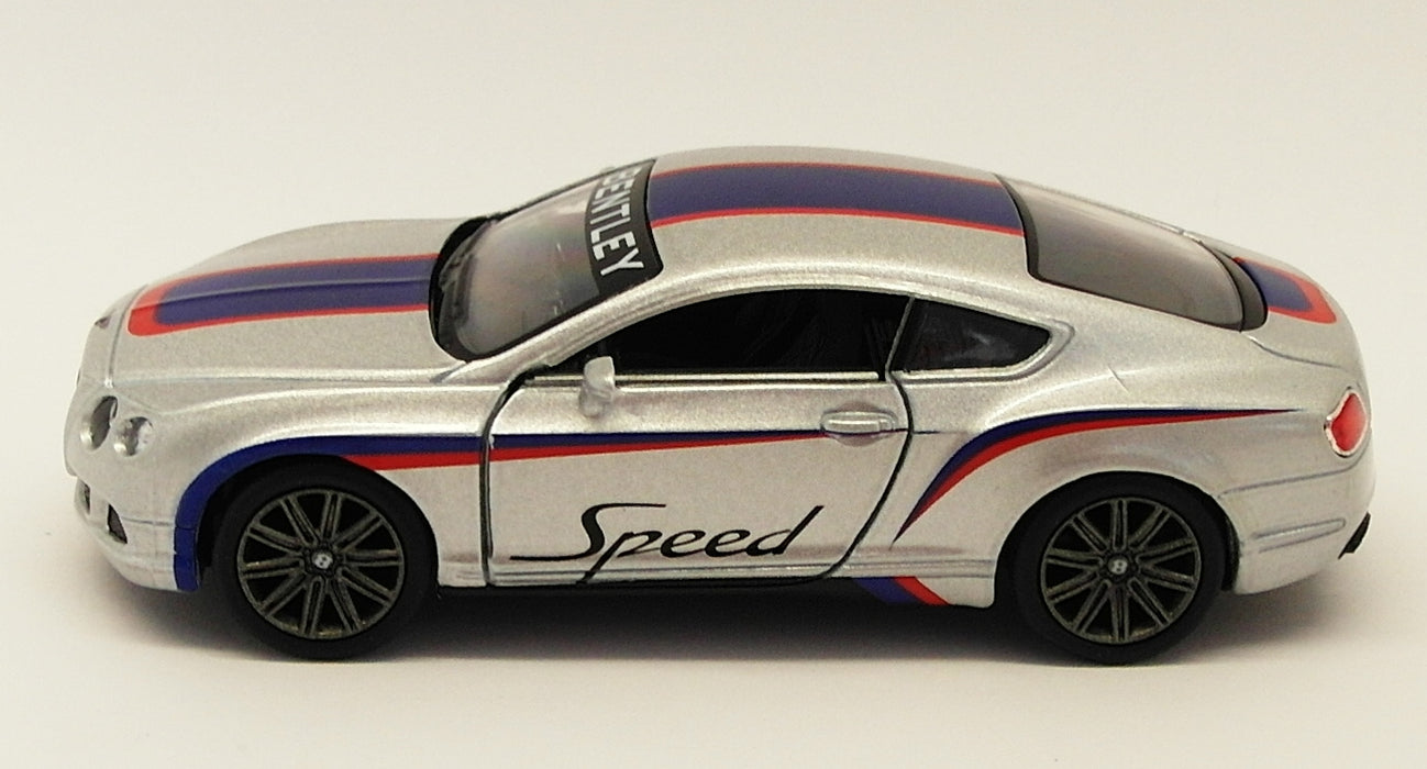 2012 Bentley Cont GT Speed - Silver - Kinsmart Pull Back & Go Metal Model Car