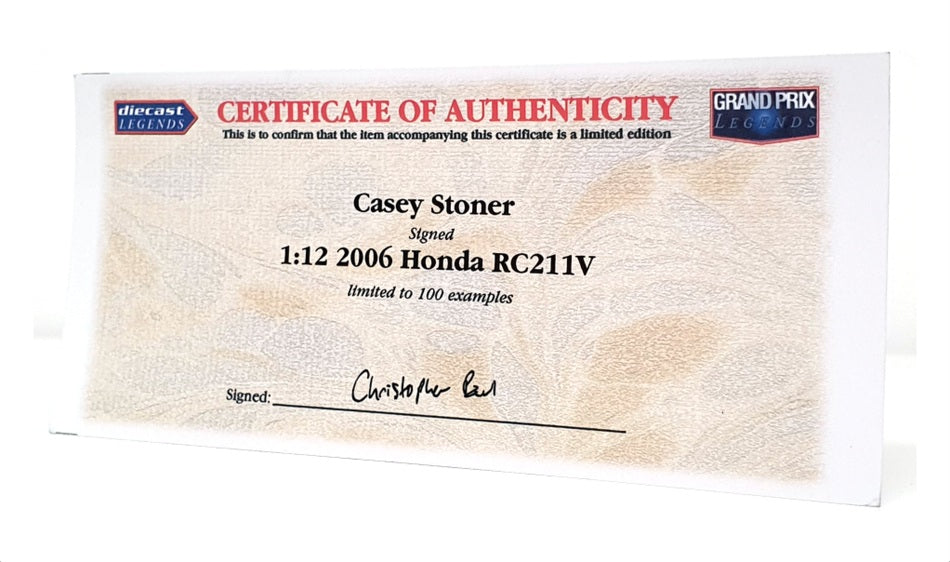 Minichamps 1/12 Scale 122 061027 Honda RC211V MotoGP 2006 - SIGNED Casey Stoner
