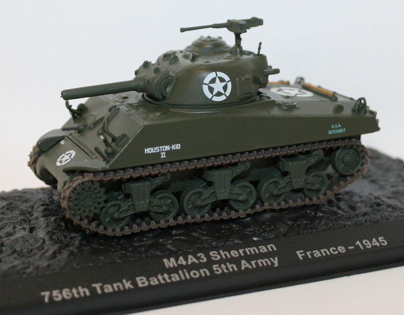 Altaya 1/72 Scale Diecast - M4A3 Sherman 756th Tank Battalion - France 1945
