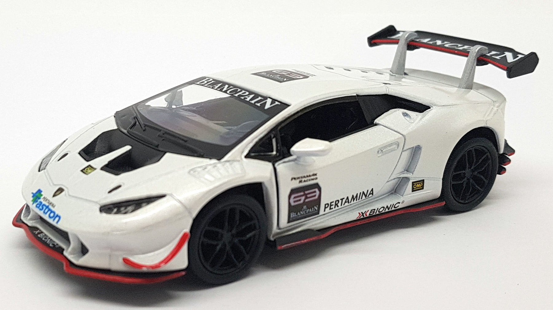 Lamborghini Huracan LP620-2 Super Trofeo - White - Kinsmart Pull Back & Go Car