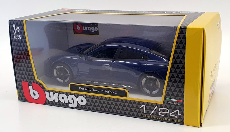 Burago 1/24 Scale Diecast #18-21098 - Porsche Taycan Turbo S - Blue