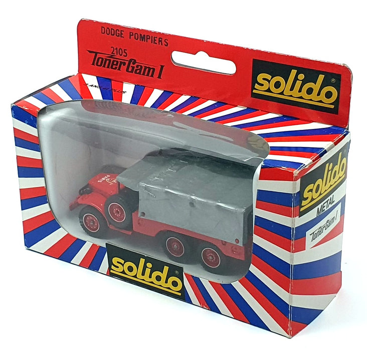 Solido 1/43 Scale 2105 - Dodge 6x6 Pompiers Fire Truck - Red/Silver