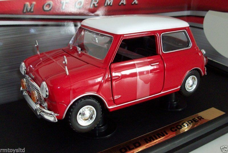 Mini Cooper, Rot, weisses Dach , Modellauto, Fertigmodell, Motormax 1:18 : Motormax Mini Cooper, Rot, weisses Dach , Modellauto, Fertigmodell, Motormax 1:18 : Motormax