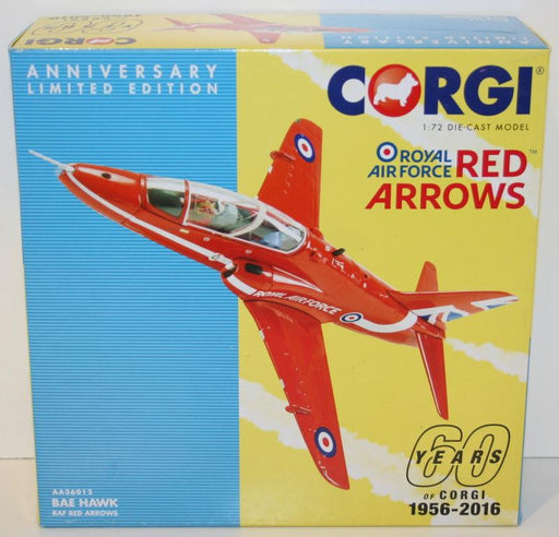 Corgi 1/72 Scale Diecast AA36012 60th Anniv Model - BAE Hawk RAF Red Arrows