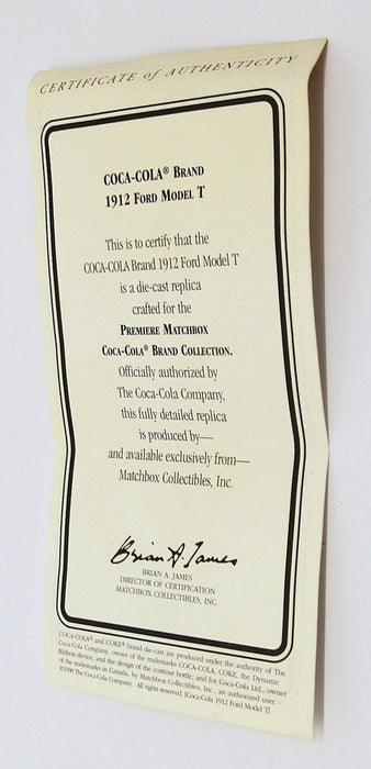 Matchbox Appx 1/43 Scale YPC04-M - 1912 Ford Model T - Coca-Cola