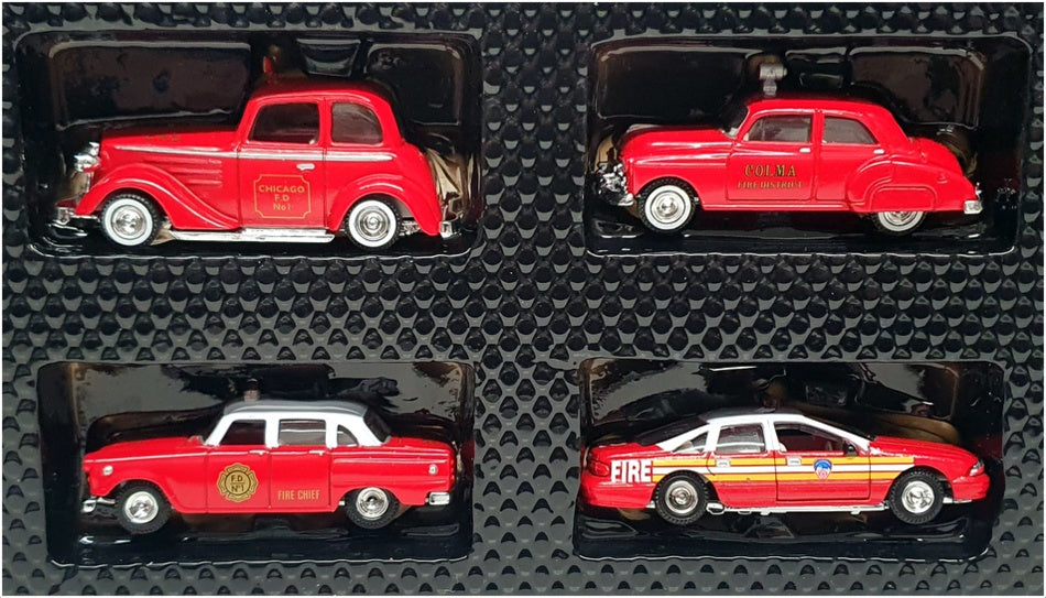 Golden Wheel 1/64 Scale 14414 - Chevrolet Fire Series 4 Piece Set - Red