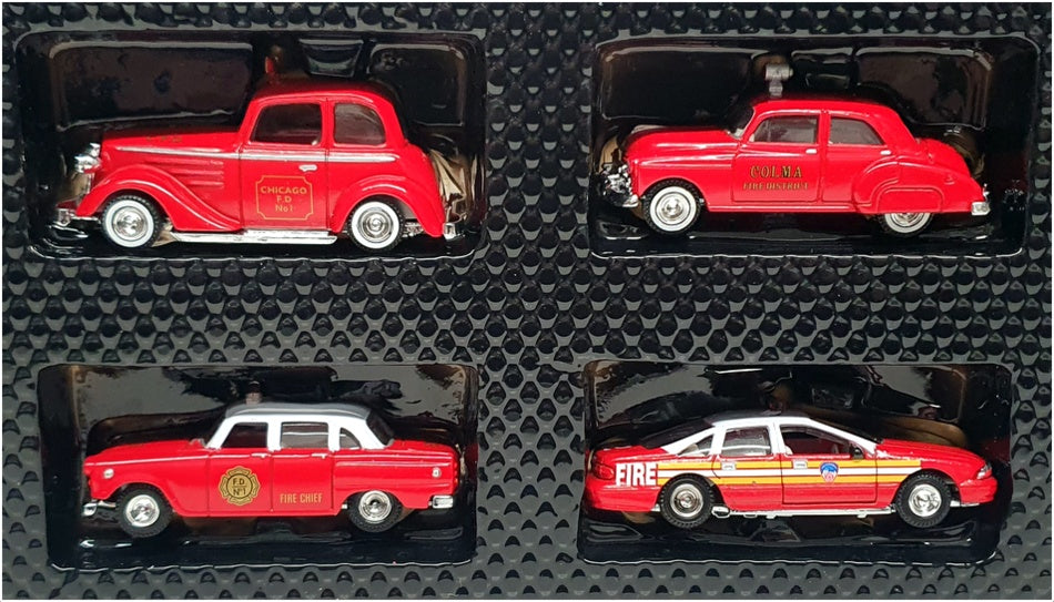 Golden Wheel 1/64 Scale 14414 - Chevrolet Fire Series 4 Piece Set - Red