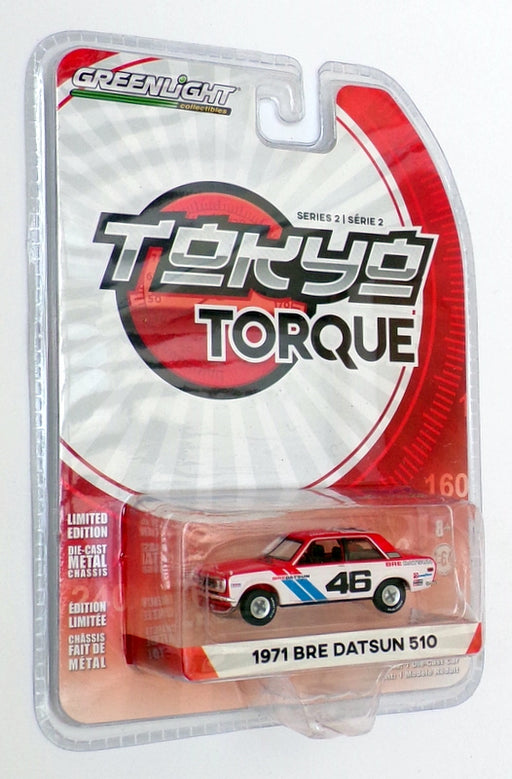 Greenlight Tokyo Torque 1/64 Scale 29900-C - 1971 Bre Datsun 510 - #46 Red/White