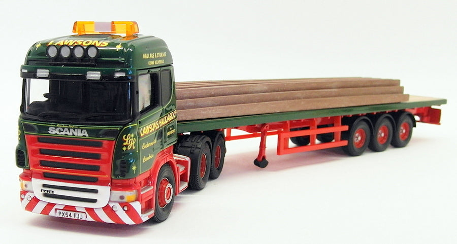 Corgi 1/50 Scale CC13708 - Scania R Flatbed Trailer & Rails - Lawsons