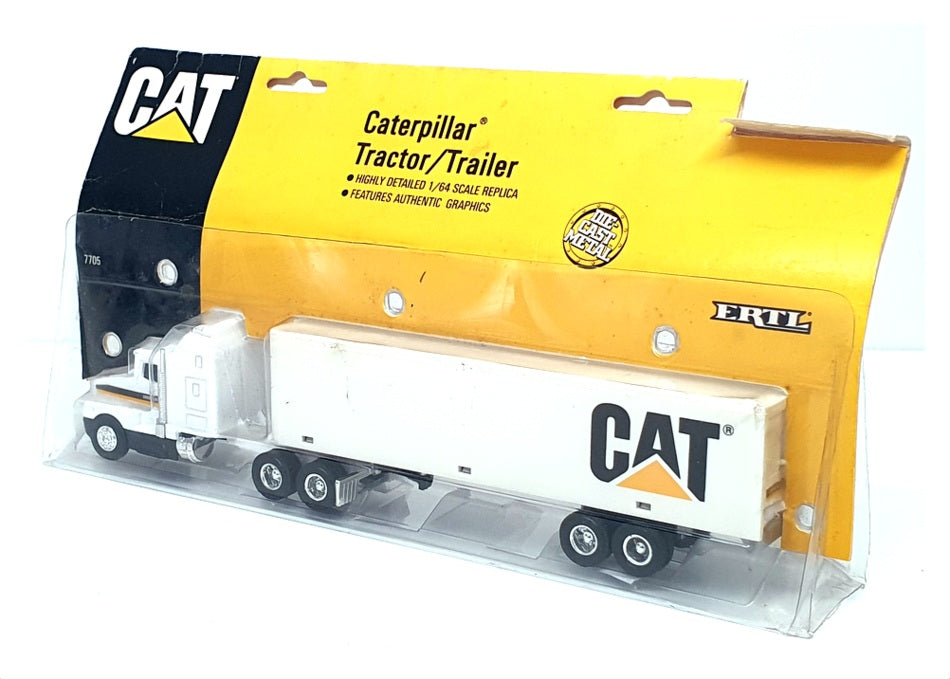 Ertl 1/64 Scale Diecast 7705 - Kenworth Truck & Trailer CAT - White