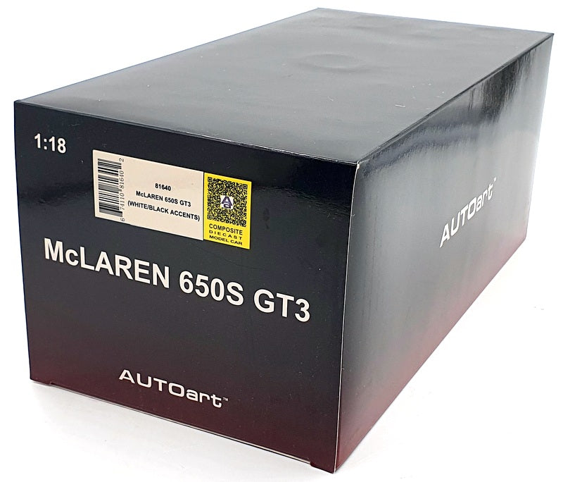 Autoart 1/18 Scale Diecast 81640 - McLaren 650S GT3 - White/Black Accents