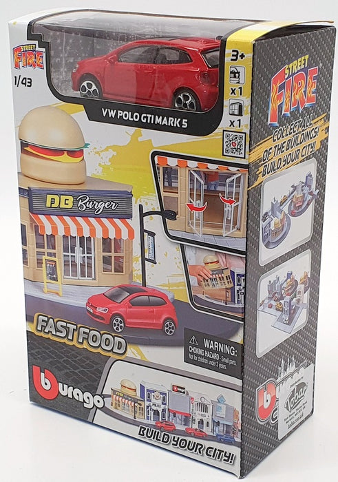 Burago 1/43 Scale Model Car #18 31504 - VW Polo GTI Mk5 And Fast Food Store