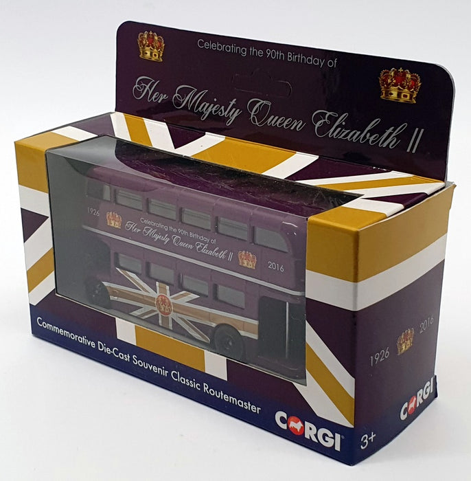 Corgi 12cm Long Diecast CC82326 - Queen's 90th Birthday Routemaster Bus