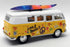 1962 VW Camper w/ Surfboard - Yellow - Kinsmart Pull Back & Go Metal Model Car