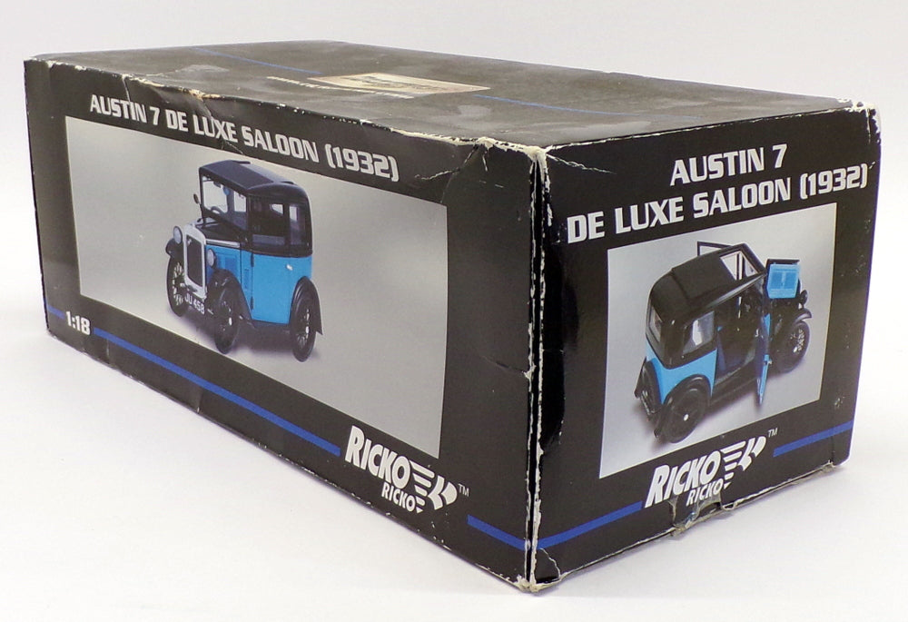 Ricko 1/18 Scale Diecast 32130 - 1932 Austin 7 Deluxe Saloon Blue/black