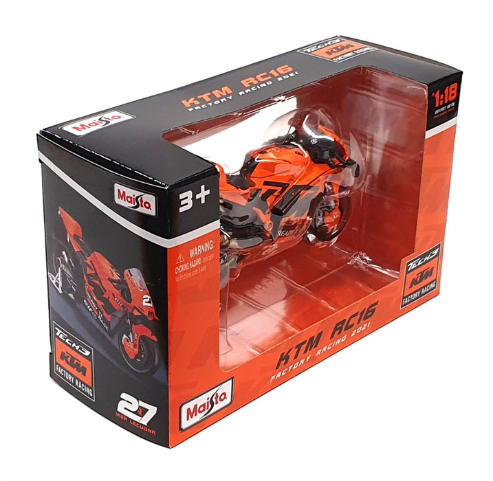 Maisto 1/18 Scale 36376 - KTM RC16 Motorbike Factory Racing 2021 - #27 Lecuona