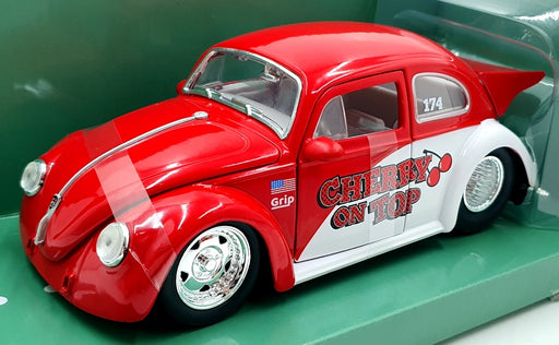 Jada 1/24 Scale 34230 - 1959 Volkswagen Drag Beetle Slug Bug - Red/White