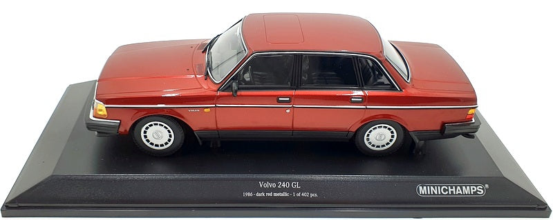 Minichamps 1/18 Scale Diecast 155 171406 - Volvo 240 GL 1986 - Dark Red Met