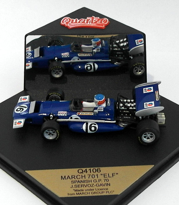 Quartzo 1/43 Scale Q4106 - March 701 F1 - Spanish GP 1970 - #16 J.Servoz-Gavin