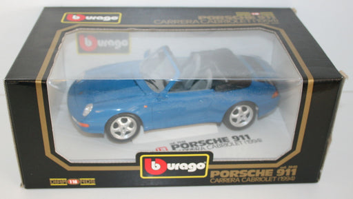 BURAGO 1/18 3040 PORSCHE 911 CARRERA CABRIOLET 1994 BLUE