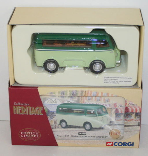 CORGI 1/43 COLLECTION HERITAGE EX70621 PEUGEOT D3A MINI BUS VITRE SERVICE PEUG