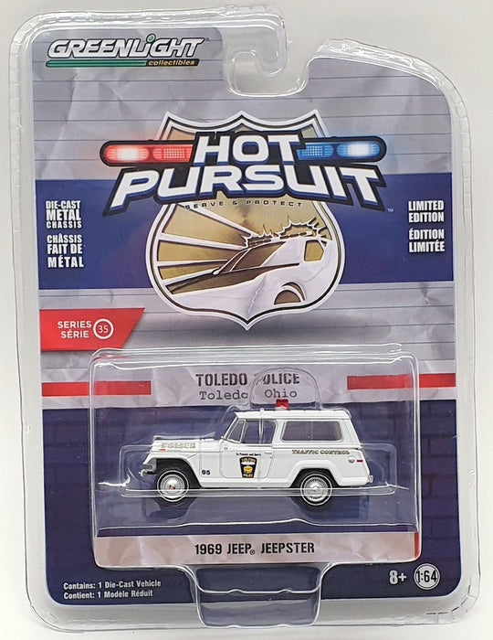 Greenlight 1/64 Scale Model Police Car 42920A - 1969 Jeep Jeepster - White