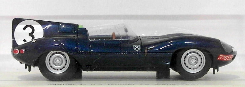 Spark Models 1/43 Scale 43LM57 - Jaguar D #3 Winner LM 1957 - Dk Metallic Blue