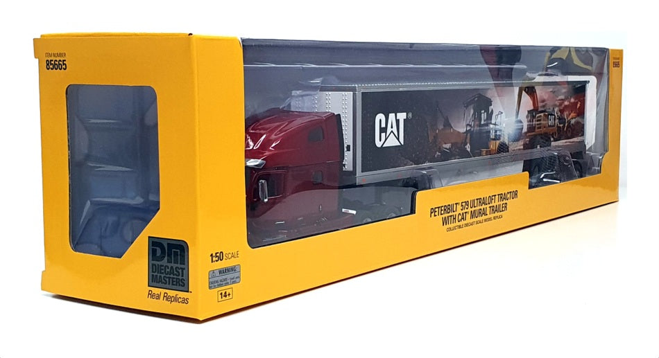 Diecast Masters 1/50 Scale 85665 - Peterbilt 579 Truck & Cat Mural Trailer - Red