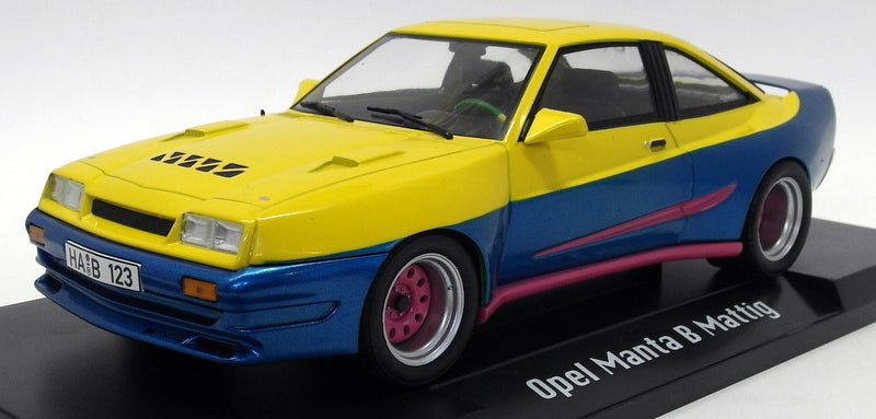 MCG 1/18 Scale Diecast - MCG18095 Opel Manta B Mattig Yellow / Blue