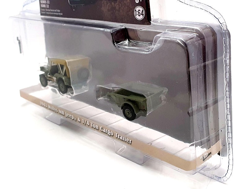 Greenlight 1/64 Scale 32220-A 1943 Willys MB Jeep & 1/4 Ton Cargo Trailer - Army