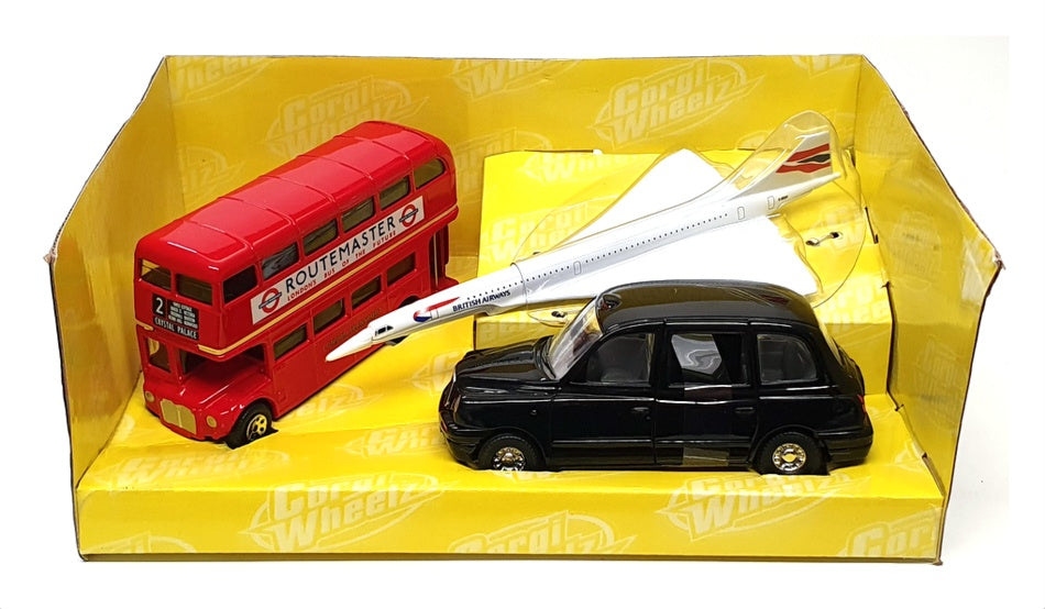 Corgi 3 Piece Set TY93287 - RM Bus Black Taxi & Concorde Aircraft