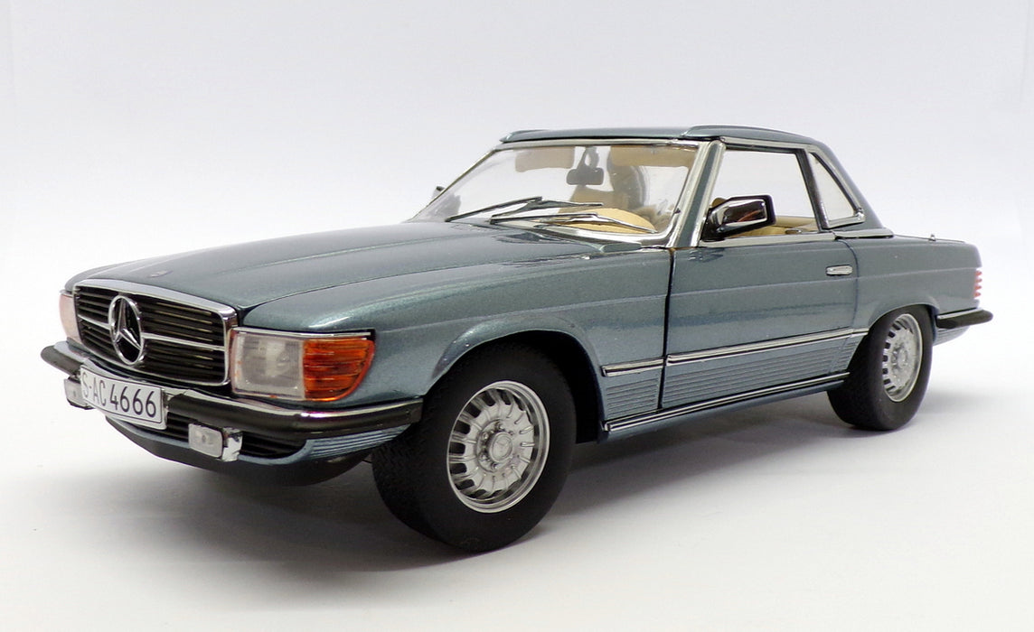 Sun Star 1/18 Scale Model Car 4666 - Mercedes Benz 350 SL - Blue Grey