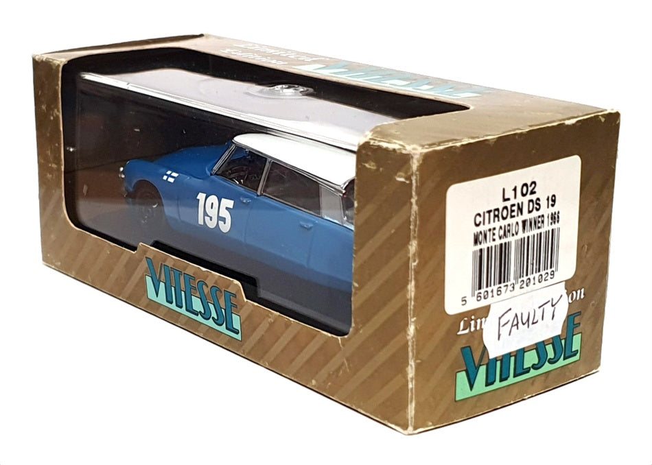 Vitesse 1/43 Scale L102 - Citroen DS19 #195 Monte Carlo Winner 1966