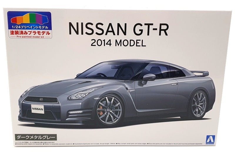 Aoshima 1/24 Scale Model Kit 02-B - Nissan R35 GT-R 2014 - Grey