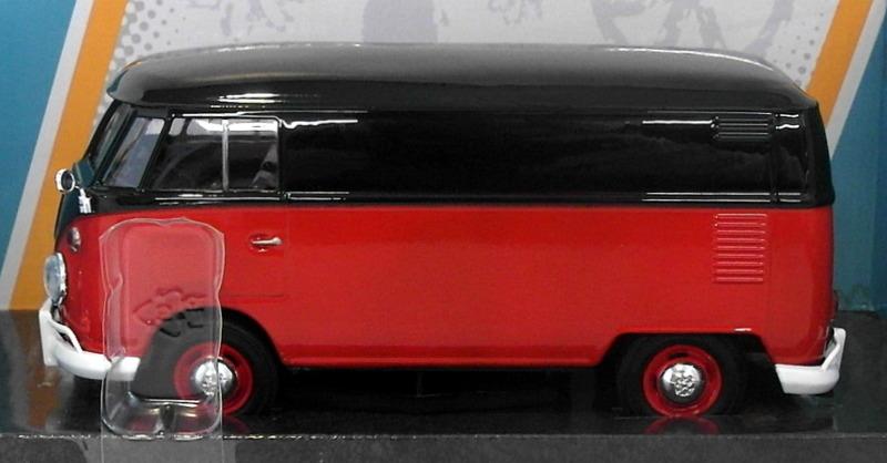 Motor Max 1/24 Scale 79342BKRD - Volkswagen Type 2 T1 Delivery Van - Red/Black