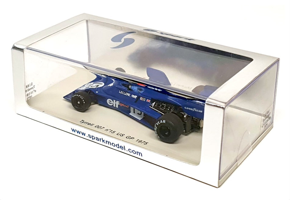 Spark 1/43 Scale S1881 - F1 Tyrrell 007 US GP 1975 #15 M. Leclere - Blue