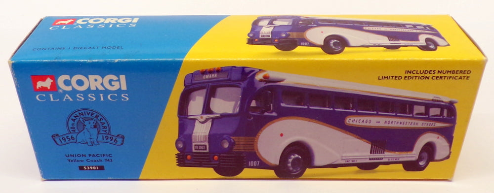 Corgi 1/50 Scale Model Bus 53901 - Union Pacific Yellow Coach 743