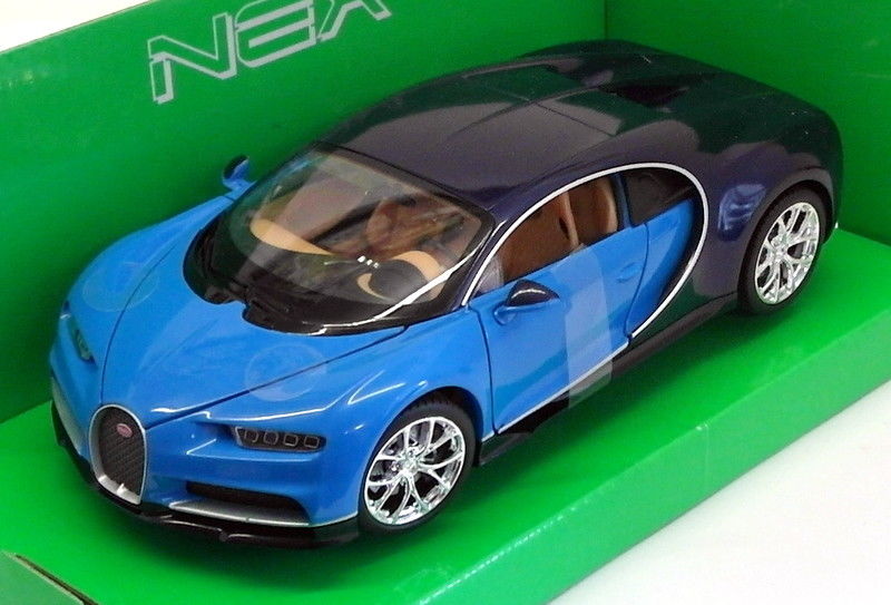 Welly 1/24 Scale Diecast  24077W - Bugatti Chiron - Black Blue