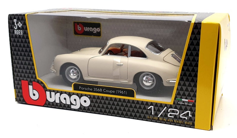 Burago 1/24 Scale Model Car 22079 - 1961 Porsche 356B Coupe - Cream